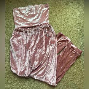 Pink Velvet Tube top and bottoms set